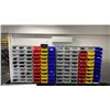 Image 1 : 4 SECTIONS OF GREY METAL ADJUSTABLE STORAGE BIN SHELVING WITH ASSORTED ULINE BINS- EACH SECTION