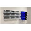 Image 2 : APPROX 22 ULINE STACKABLE STORAGE BINS, 2 SMALL WALL MOUNT ADJUSTABLE STORAGE BIN SHELVING UNITS &