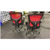 Image 3 : PAIR OF BLACK/RED ADJUSTABLE MOBILE OFFICE CHAIRS