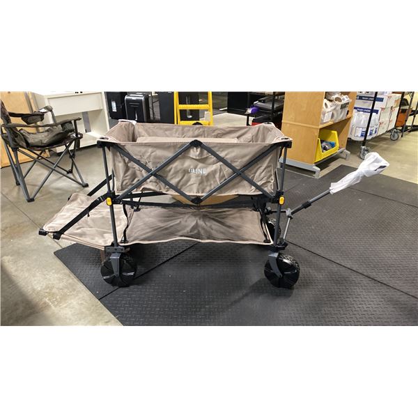 ULINE S-26110T, 2 TIER FOLDABLE UTILITY WAGON WITH ALL TERRAIN WHEELS *COLOR TAN*