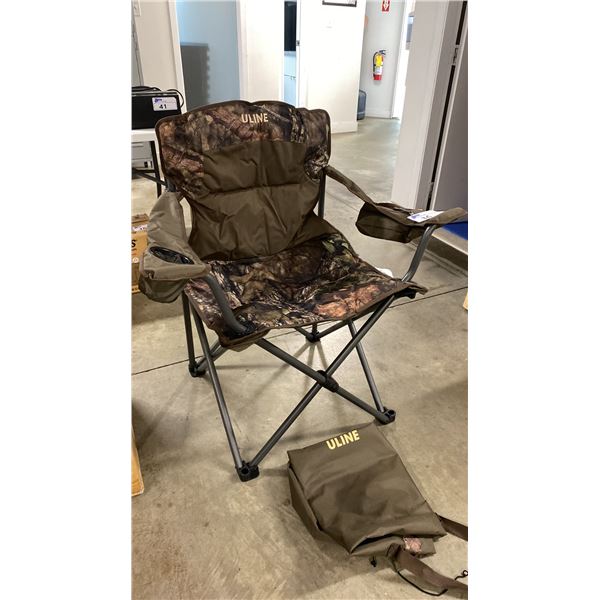 ULINE CAMO HEAVY DUTY FOLDING CAMPING CHAIR WITH CARRYING BAG