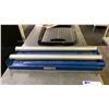 Image 3 : GREY METAL TABLE, ULINE SMALL PACKAGING ROLLER UNIT & 2 PAPER CUTTERS