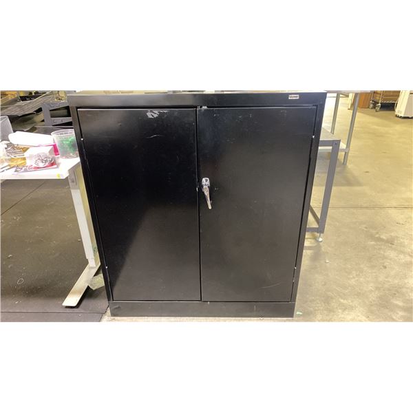 ULINE BLACK METAL 2 DOOR CABINET APPROX 36"W X 18"D X 42"H