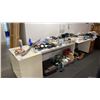 Image 1 : LARGE GROUP OF ASSORTED OFFICE ITEMS, 2 DESKS & SMALL MOBILE DESK/TABLE