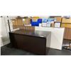 Image 3 : LARGE GROUP OF ASSORTED SHIPPING SUPPLIES, 2 MODERN OFFICE DESK HUTCHES, DARK WOOD DESK, COAT RACK,