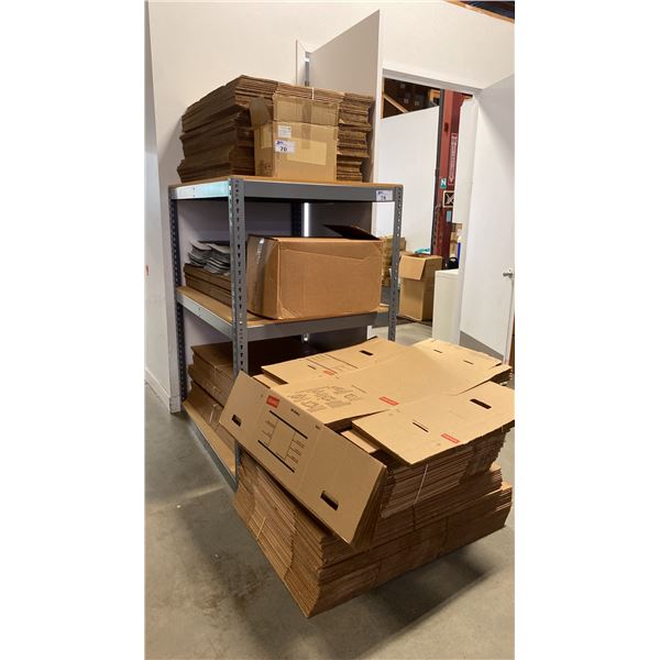 LARGE GROUP OF ASSORTED MOSTLY ULINE CORRUGATED CARDBOARD SHIPPING/STORAGE BOXES