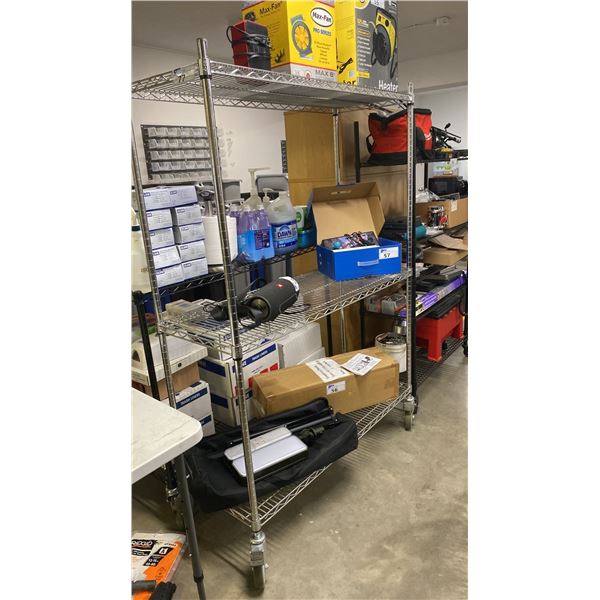 ULINE ADJUSTABLE MOBILE METRO STYLE SHELVING UNIT APPROX 48"L X 18"D X 69"H