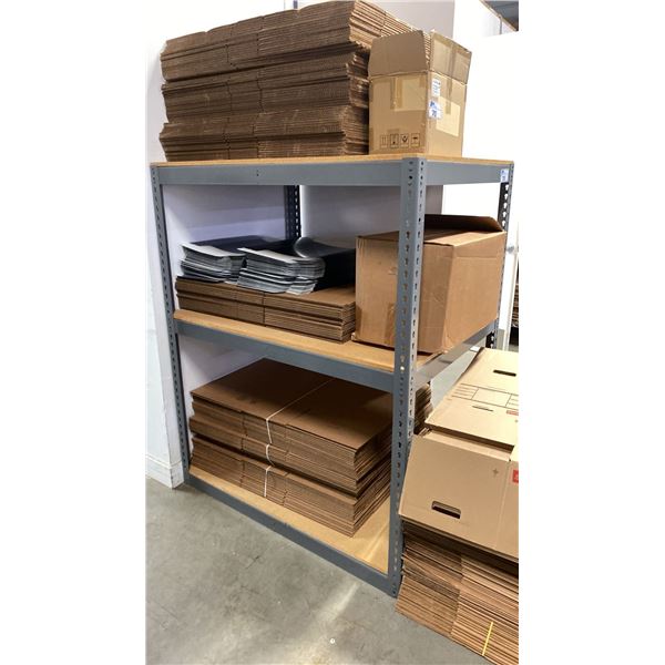 ULINE GREY METAL WOOD TOP ADJUSTABLE STORAGE SHELVING UNIT APPROX 48"L X 36"D X 60.5"H *CONTENTS