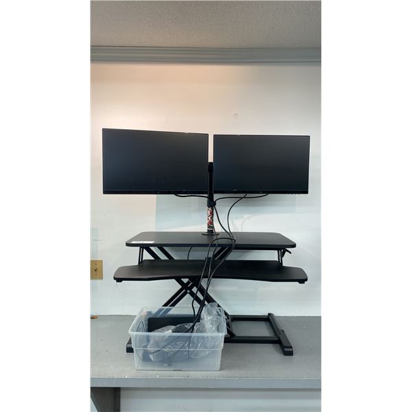 2 VIEWSONIC MONITORS ON VIVO DUAL SCREEN DESK RISER