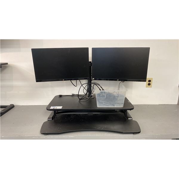 2 VIEWSONIC MONITORS ON VIVO DUAL SCREEN DESK RISER