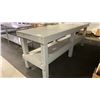 Image 1 : GREY SOLID WOOD TABLE APPROX 97"L X 30"D X 36"H