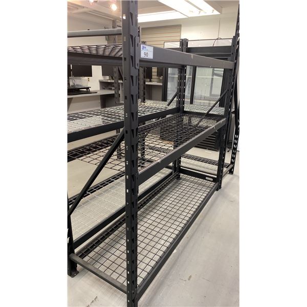 BLACK METAL HEAVY DUTY ADJUSTABLE SHELVING UNIT WITH MESH DECKING