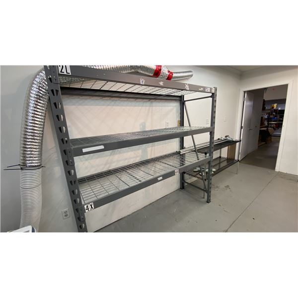 GREY METAL HEAVY DUTY ADJUSTABLE SHELVING UNIT WITH MESH DECKING
