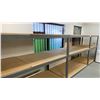 Image 2 : 3 SECTIONS OF ULINE GREY METAL WOOD TOP ADJUSTABLE STORAGE SHELVING UNITS