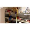 Image 2 : RANGER PRO LINE METAL SHELVING UNIT WITH ASSORTED JANITORIAL ITEMS & HARDWARE