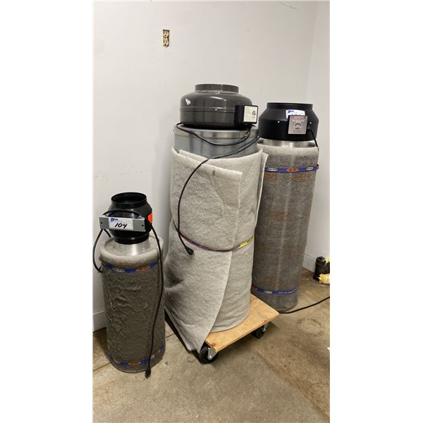 GROUP OF 3 INLINE FAN/FILTER SYSTEMS- STEALTH 10", WINDKING TSK-200 & CAN-FAN MAX FAN 6"