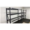 Image 1 : 2 SECTIONS OF BLACK METAL HEAVY DUTY ADJUSTABLE SHELVING WITH MESH DECKING