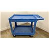 Image 1 : ULINE BLUE 2 TIER PLASTIC UTILITY CART APPROX 45"L X 25"D X 33"H