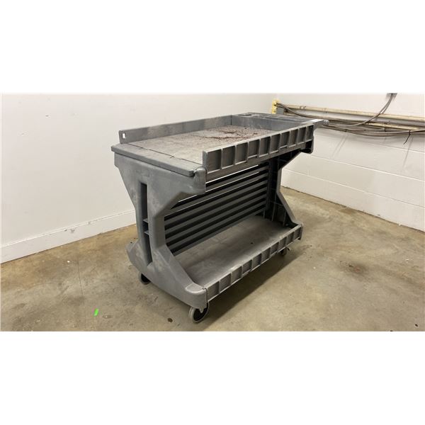 AKRO-MILS GREY MOBILE UTILITY CART WITH FOLD DOWN SIDES APPROX 454"L X 24"D X 35"H