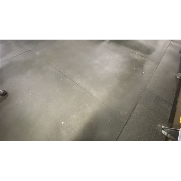 LARGE GROUP OF RUBBER FLOOR PROTECTION MATS APPROX 47 PCS, MOST MEASURES APPROX 6' X 4' , SOME