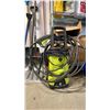 Image 2 : MOBILE METRO STYLE RACK, ELECTRIC PRESSURE WASHER, BROOMS, SHOVELS, ICE MELT, ASSORTED HOSES, LARGE