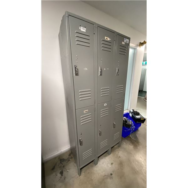 ULINE GREY 6 COMPARTMENT LOCKER SECTION APPROX 36"W X 18"D X 78"H