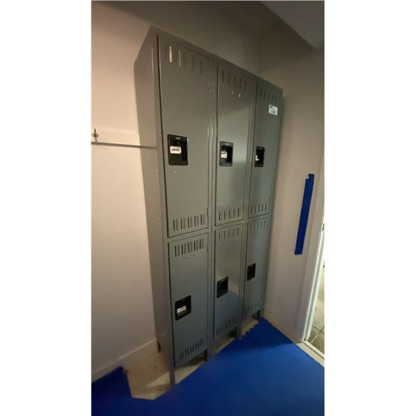 ULINE GREY 6 COMPARTMENT LOCKER SECTION APPROX 36"W X 18"D X 78"H