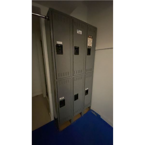 ULINE GREY 6 COMPARTMENT LOCKER SECTION APPROX 36"W X 18"D X 78"H