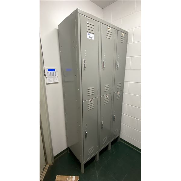 ULINE GREY 6 COMPARTMENT LOCKER SECTION APPROX 36"W X 18"D X 78"H