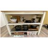 Image 2 : CONTENTS OF CORNER OF KITCHEN- ASSORTED DISHES, POTS PANS, MICROWAVE, WATER COOLER, COFFEE MAKERS,