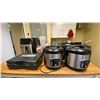 Image 3 : CONTENTS OF CORNER OF KITCHEN- ASSORTED DISHES, POTS PANS, MICROWAVE, WATER COOLER, COFFEE MAKERS,