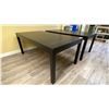 Image 1 : 2 LARGE BLACK DINING TABLES & ROUND DINING TABLE APPROX 69"L
