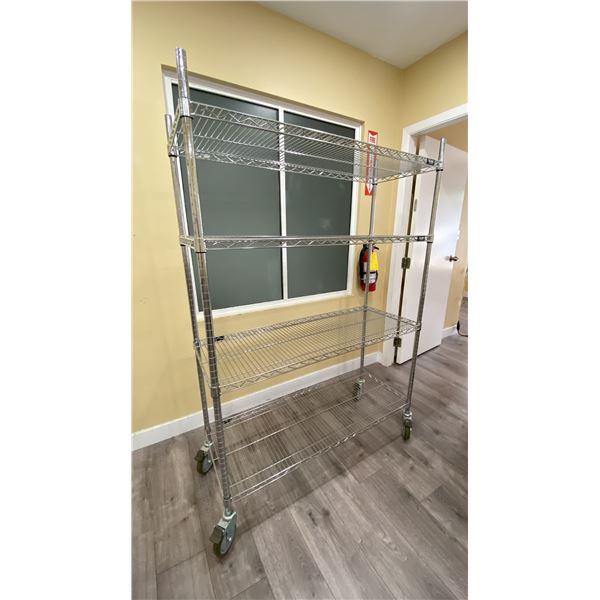 ULINE ADJUSTABLE MOBILE METRO STYLE SHELVING UNIT APPROX 48"L X 18"D X 69"H