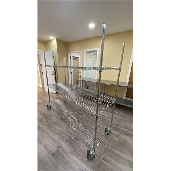 ULINE ADJUSTABLE MOBILE METRO STYLE SHELVING UNIT APPROX 72"L X 24"D X 69"H