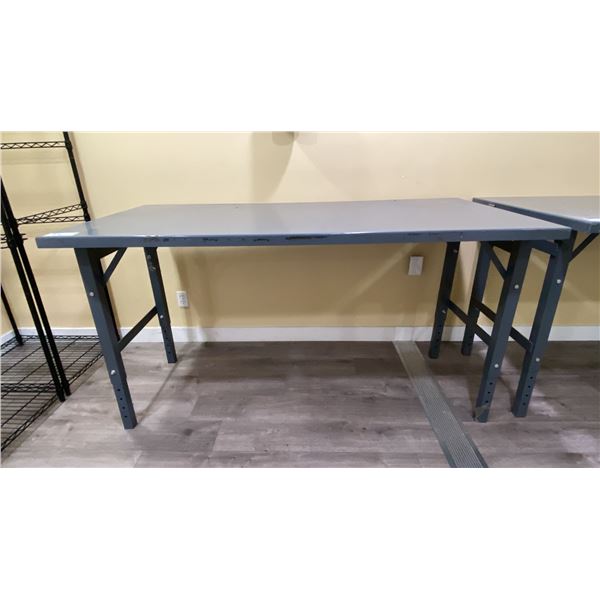 ULINE GREY METAL ADJUSTABLE HEIGHT WORK TABLE APPROX 6'L X 3'D