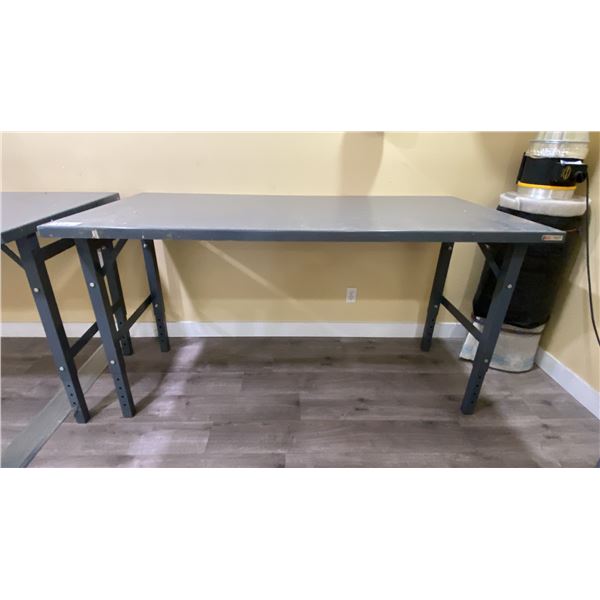 ULINE GREY METAL ADJUSTABLE HEIGHT WORK TABLE APPROX 6'L X 3'D