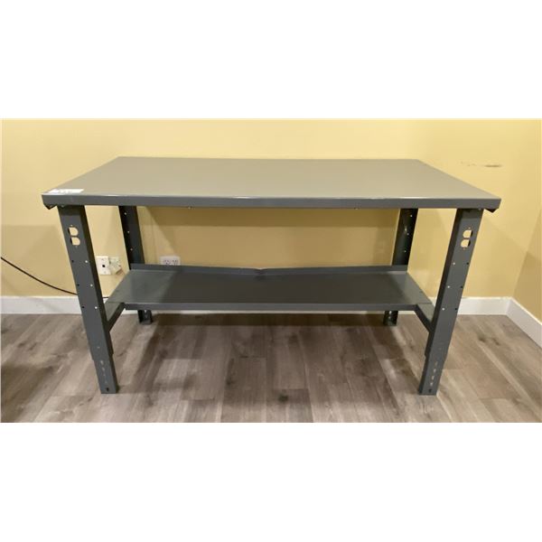 ULINE GREY METAL ADJUSTABLE HEIGHT WORK TABLE APPROX 60"L X 30"D