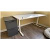 Image 2 : CONTENTS OF ROOM- WHITE ADJUSTABLE HEIGHT DESK, SMALL GREY 2 DRAWER FILING CABINET, SMALL GLASS TOP