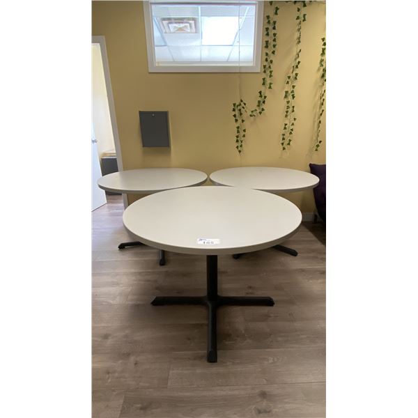3 ROUND METAL BASE TABLES APPROX 41" ACROSS
