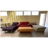 Image 1 : GROUP OF FURNITURE- 2 CHAISE LOUNGE, SMALL COFFEE TABLE & RED LOVE SEAT