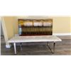 Image 1 : LARGE GLASS LOOK ARTWORK WITH WHITE LEATHER WITH CHROME BENCH SEAT *HAS STAIN*