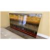 Image 2 : LARGE GLASS LOOK ARTWORK WITH WHITE LEATHER WITH CHROME BENCH SEAT *HAS STAIN*