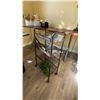 Image 5 : LARGE BLACK DINING TABLE, ASSORTED PLANTS, ADJUSTABLE HEIGHT DESK/TABLE, LAMP & SMALL MOBILE