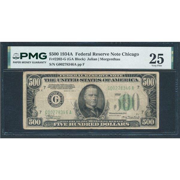 1934A $500 Chicago FRN PMG 25