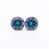 Image 1 : Plated 14KT White Gold 4.00ctw Russian Color Change Lab Simulated Alexandrite Earrings