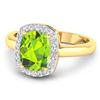 Image 2 : 14KT Yellow Gold 2ctw Peridot and Diamond Ring