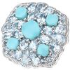 Image 1 : Plated Rhodium 1.87ctw Turquoise and Blue Topaz Ring
