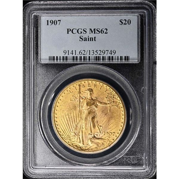 1907 $20 St Gaudens Double Eagle PCGS MS62