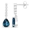Image 2 : Plated Rhodium 2.30ctw London Blue Topaz and Lab Diamond Earrings