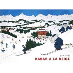 Brunhoff Babar A La Neige Poster